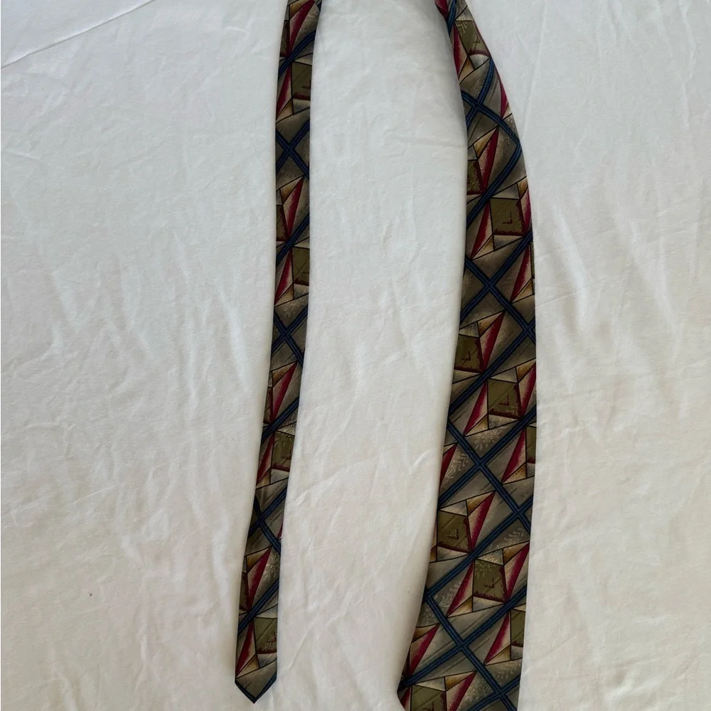 VTG Club MVP Best Collection Men's Tie Geometric Abstract Red‎ Gold Blue